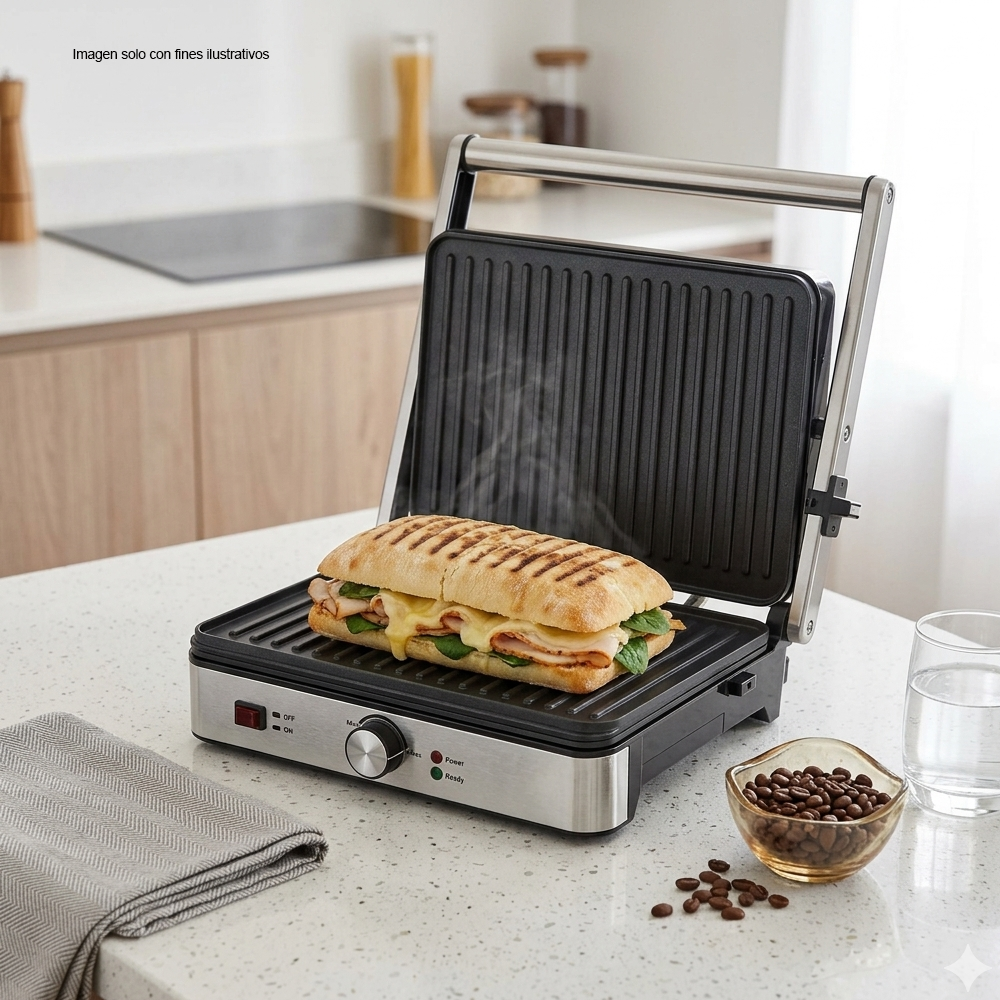 Sandwichera Parrilla de Panini SW-41, Sankey acero inoxidable, 1500W.