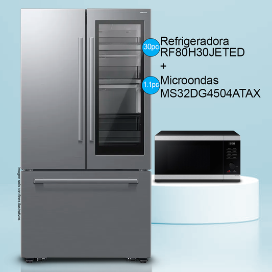 Combo refrigerador 30pc RF80H30JETED + microondas 1.1pc MS32DG4504ATAX Samsung