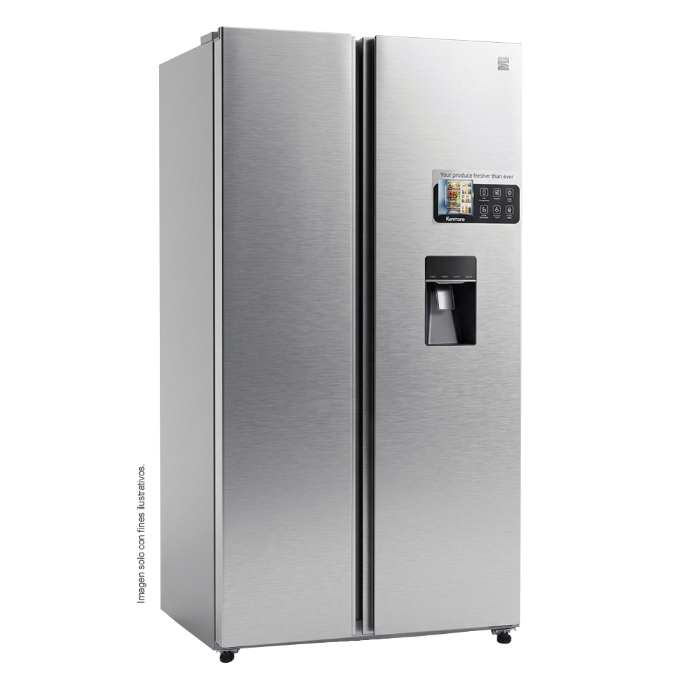 Refrigeradora 15pc Side By Side NHO15SXSWD Kenmore, color acero inoxidable, con dispensador de agua.