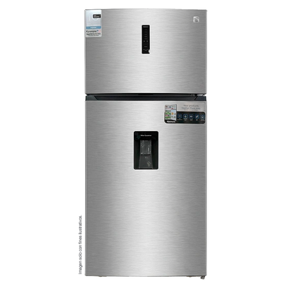 Refrigeradora 19pc Top mount NHO19TMWD Kenmore, color acero inoxidable, con dispensador de agua.