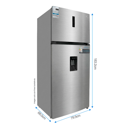 Refrigeradora 19pc Top mount NHO19TMWD Kenmore, color acero inoxidable, con dispensador de agua.