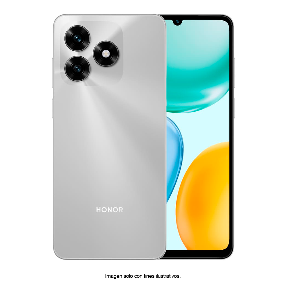 Celular X5D color plata, 4GB+256GB, pantalla 6.7" dual card. Honor