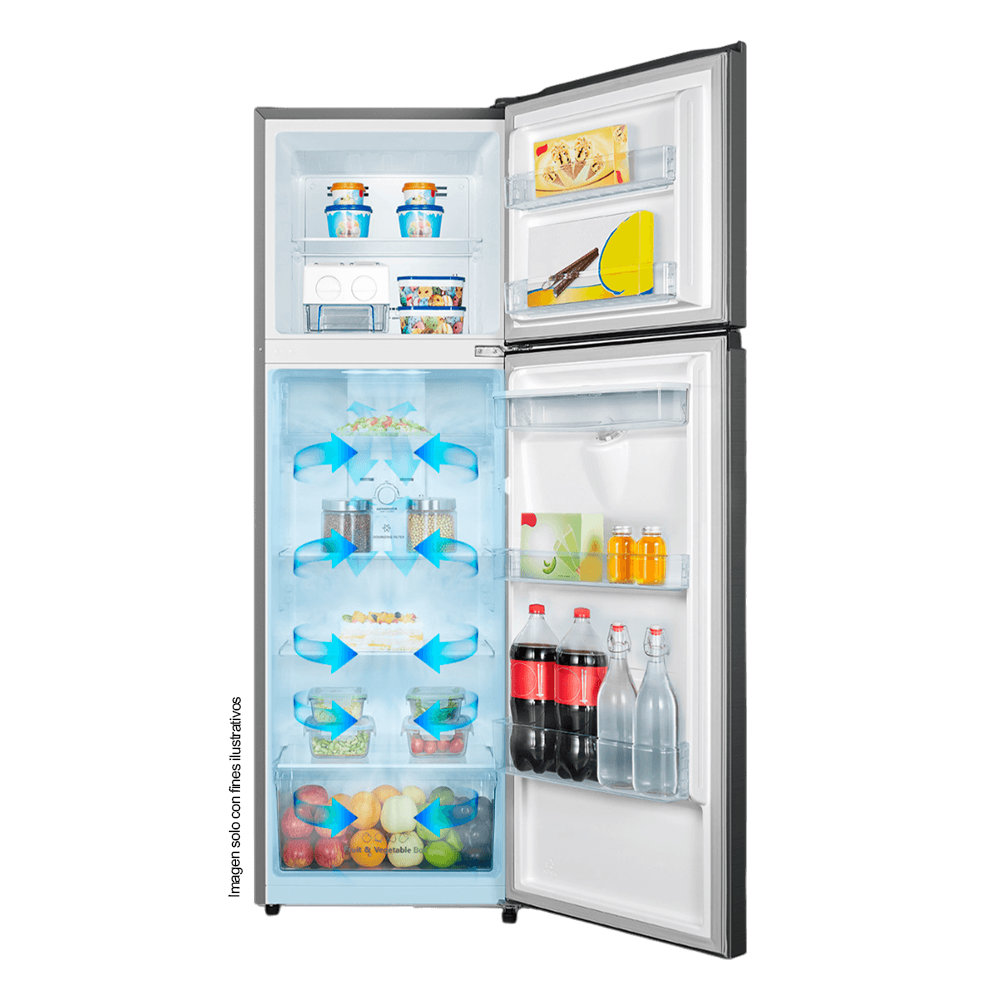 Refrigeradora Top Mount 9pc RT1N250NMB  Hisense fresh Zone, bandejas ajustables