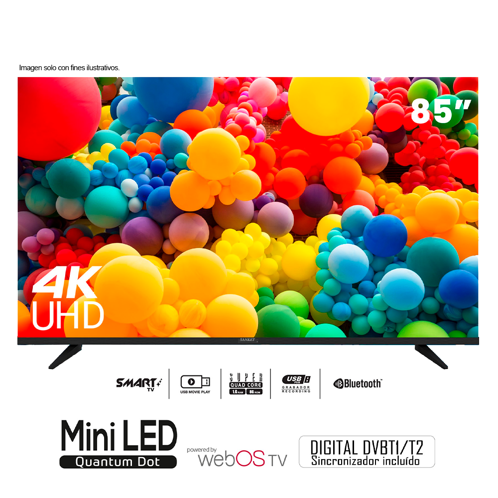 Televisor 85" 4k, Mini LED Samrt CLED85W22  Sankey