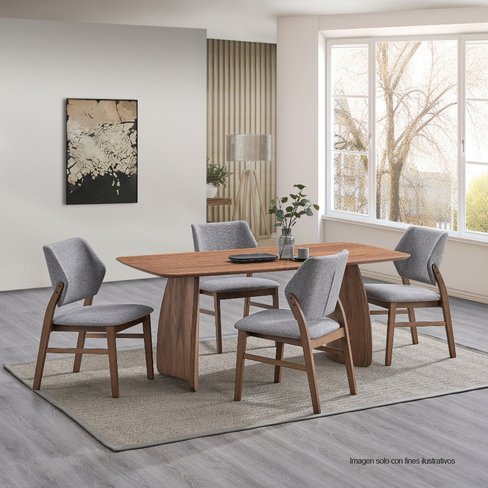 Comedor Daisy 15-1808 de 4 puestos, sillas en color gris, DN04165/DN04196