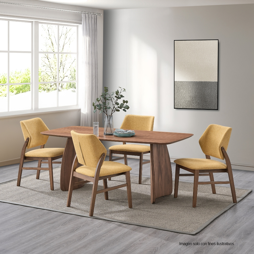 Comedor Daisy 15-1808 de 4 puestos, sillas en color amarillo, DN04165/DN04197
