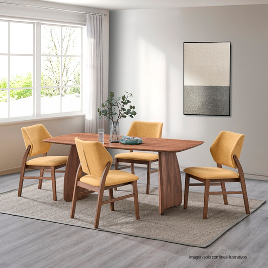 Comedor Daisy 15-1808 de 4 puestos, sillas en color amarillo, DN04165/DN04197