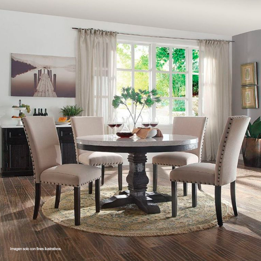 Comedor de 4 puestos de mesa redonda con sobre de marmol,15-1930.  72845T+72846ST+72852
