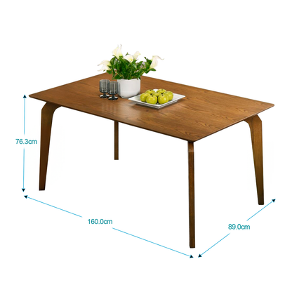 Comedor 6 puestos 15-1940, 6 puestos color beige, tapizado de cuero genuino, mesa rectangular de madera. DN02409/DN02408