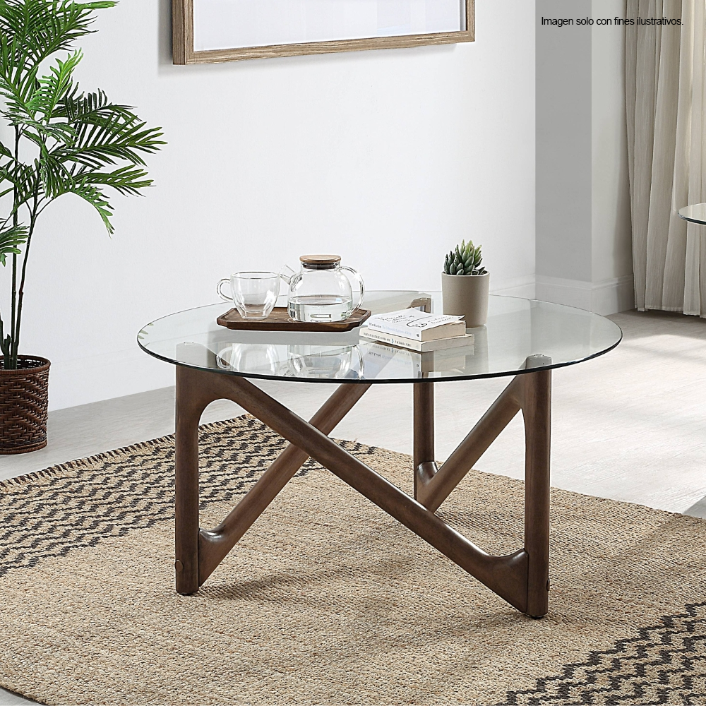 Mesa de centro Ingrid, 15-1962 (LV03405) con sobre de vidrio.
