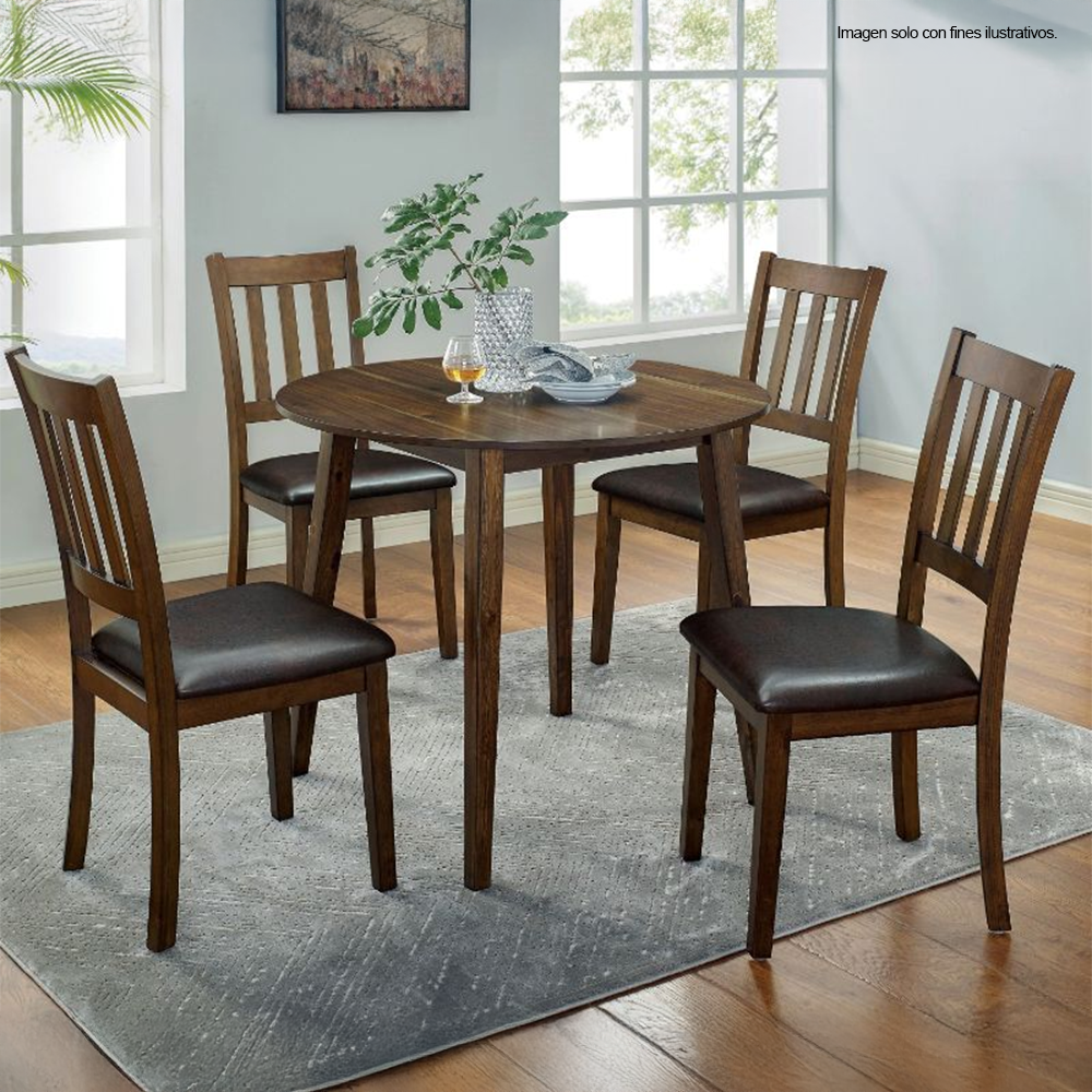 Comedor de 4 puestos mesa redonda modelo 15-2018 (CM3771RT) color chocolate oscuro.
