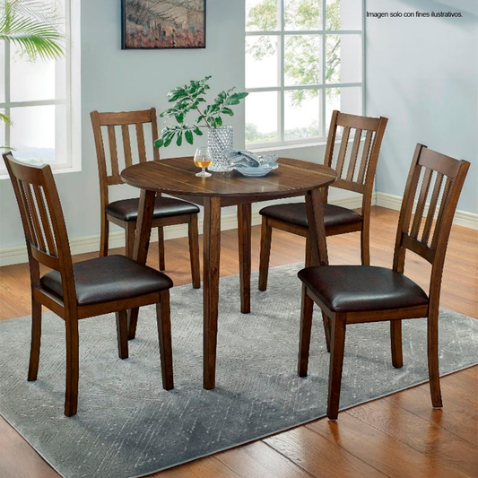 Comedor de 4 puestos mesa redonda modelo 15-2018 (CM3771RT) color chocolate oscuro.