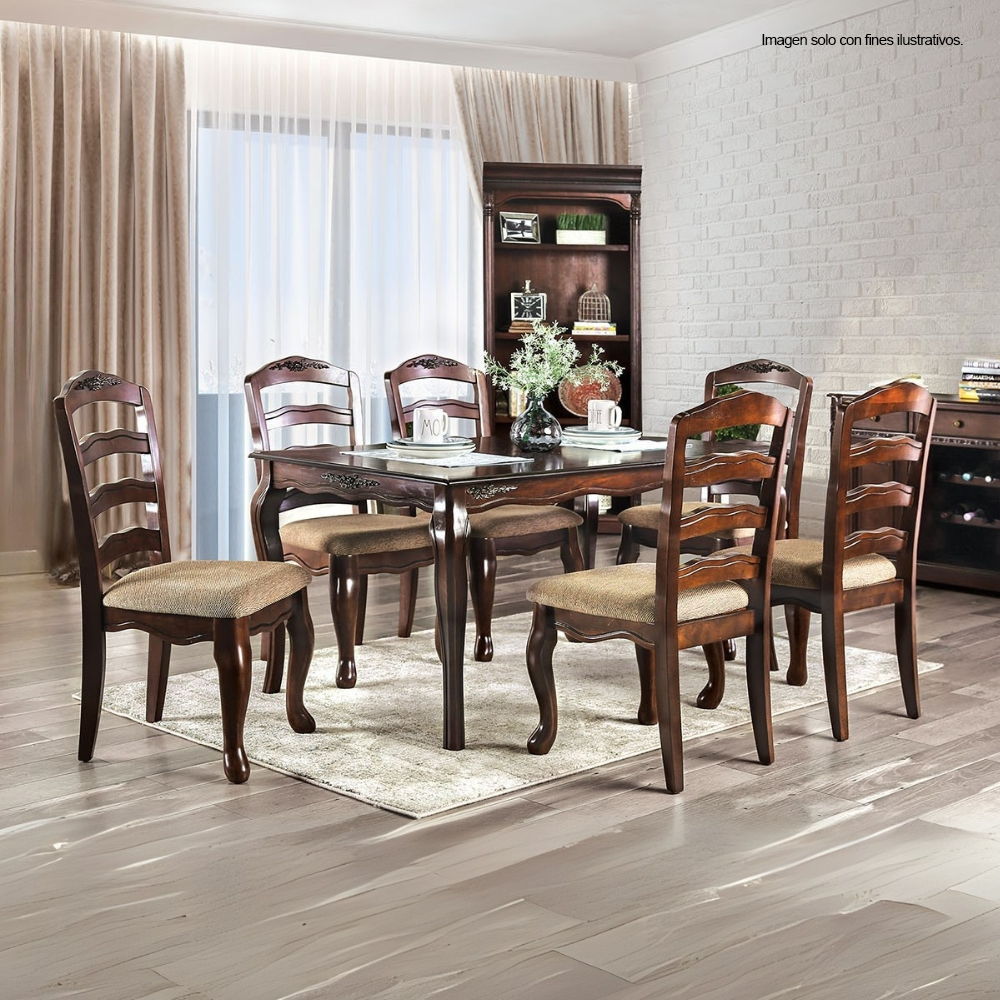Comedor de 6 puestos en madera, modelo 15-2026 (CM3109T-SC) color chocolate