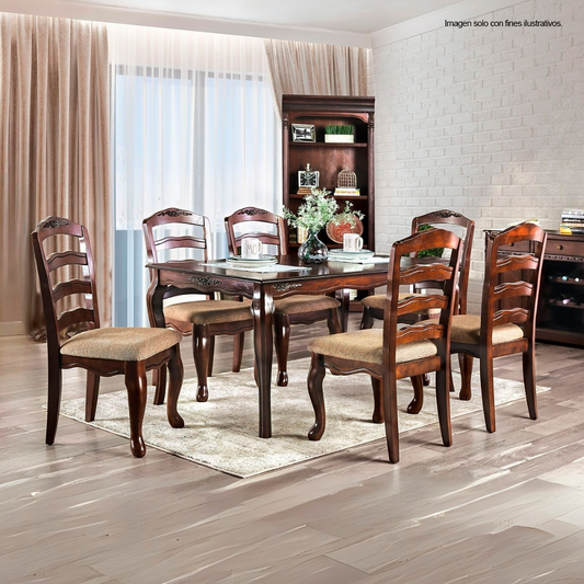 Comedor de 6 puestos en madera, modelo 15-2026 (CM3109T-SC) color chocolate