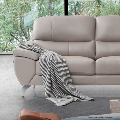 Sofá Chaise 18-2203 (LV01872) lado izquierdo, 3 puestos cómodos, tapizado en cuero tono gris