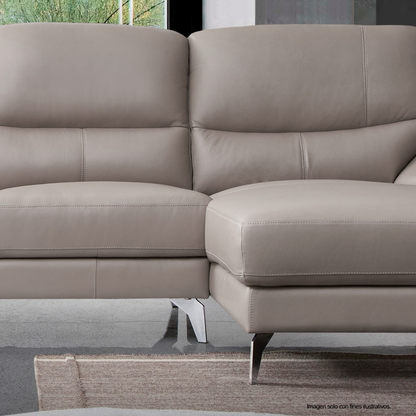 Sofá Chaise 18-2203 (LV01872) lado izquierdo, 3 puestos cómodos, tapizado en cuero tono gris