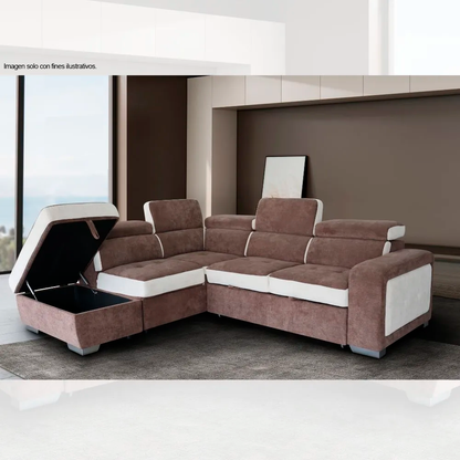 Sofa Chaise lado izquierdo, MIA 18-2225 (LV04230) Beige - chocolate