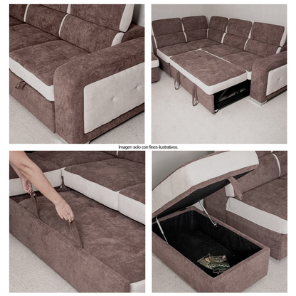 Sofa Chaise lado izquierdo, MIA 18-2225 (LV04230) Beige - chocolate