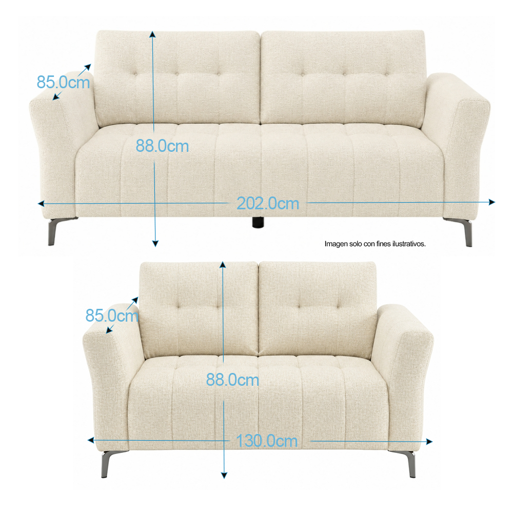 Juego de sala Harmony LV07440/41 Color Beige. 3puestos + 2 puestos.