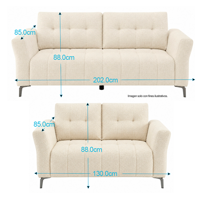 Juego de sala Harmony LV07440/41 Color Beige. 3puestos + 2 puestos.