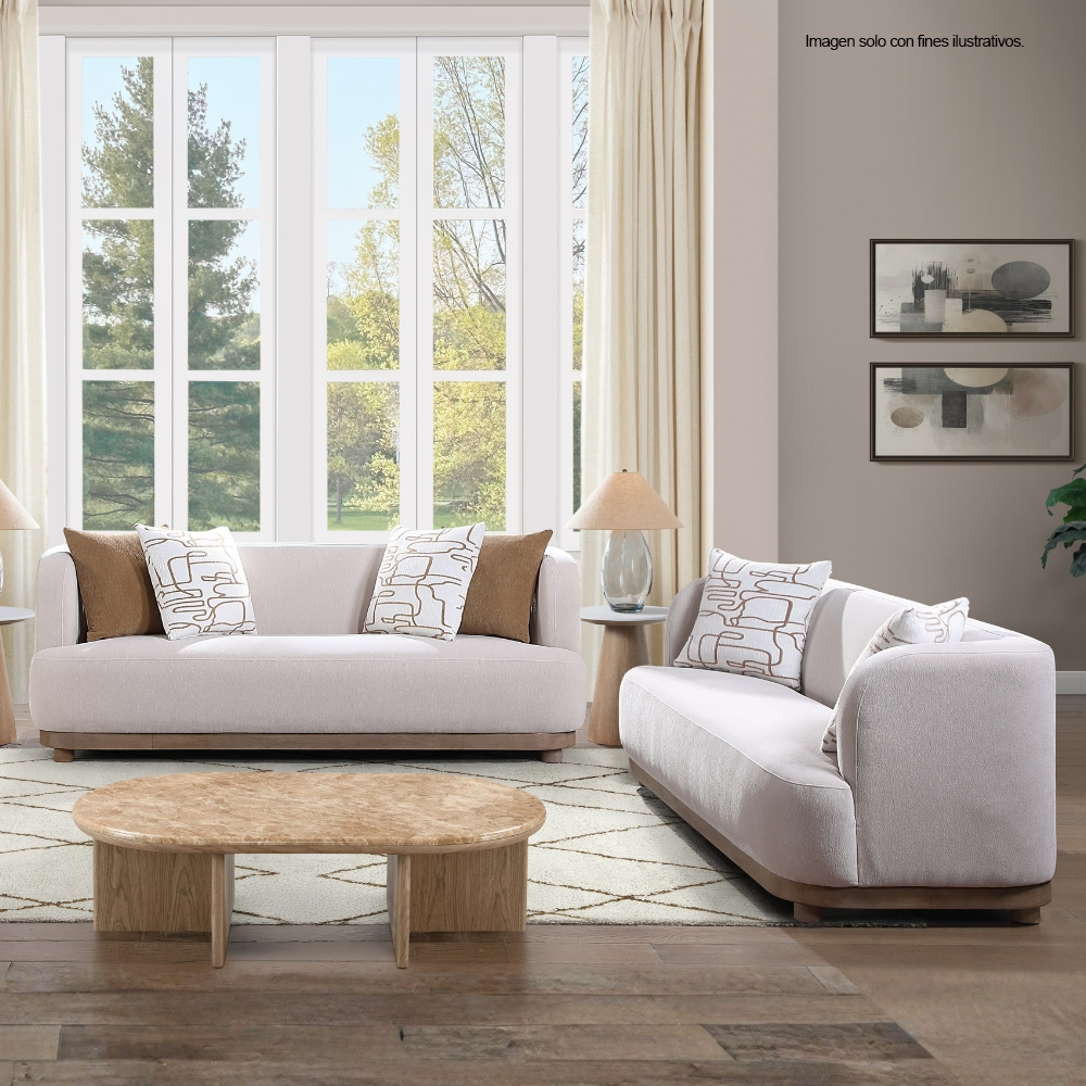 Juego de sala Camila 18-2247 (LV07260/61) 3+2 puestos, color beige, 6 cojines decorativos
