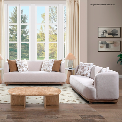 Juego de sala Camila 18-2247 (LV07260/61) 3+2 puestos, color beige, 6 cojines decorativos