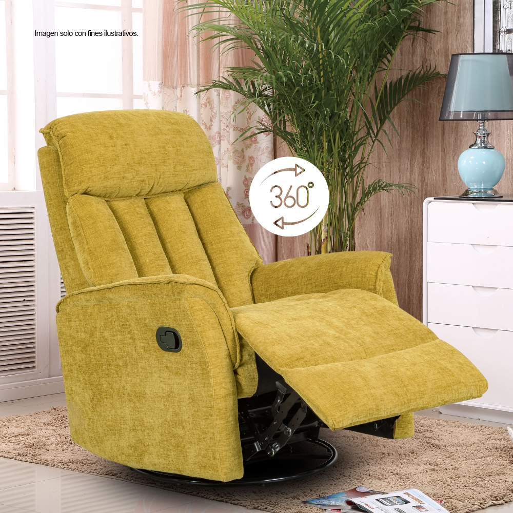Sillón reclinable giratorio, modelo LV04231color amarillo