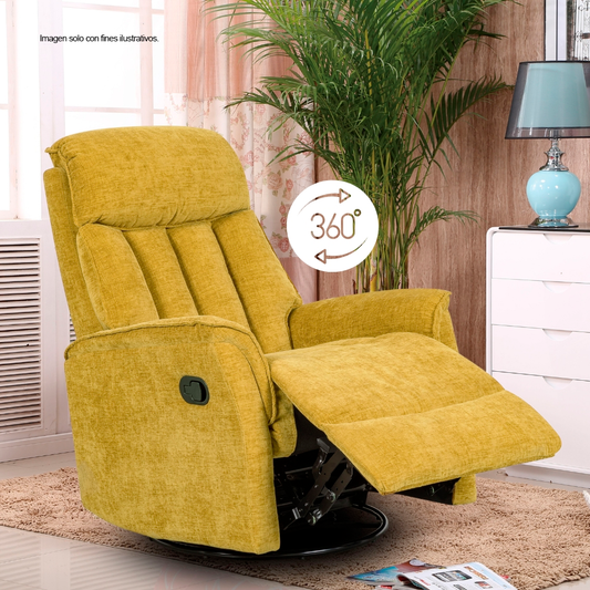 Sillón reclinable giratorio, modelo LV04231color amarillo