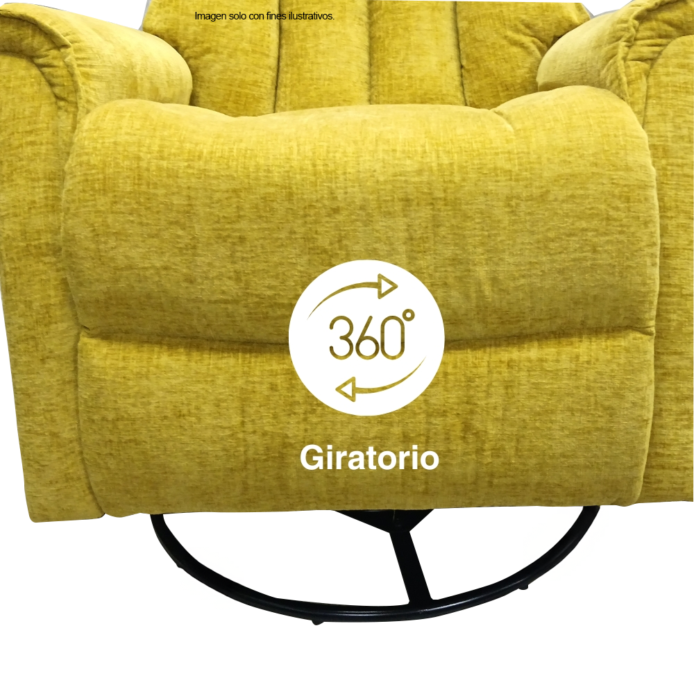 Sillón reclinable giratorio, modelo LV04231color amarillo