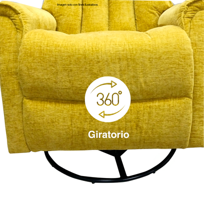 Sillón reclinable giratorio, modelo LV04231color amarillo