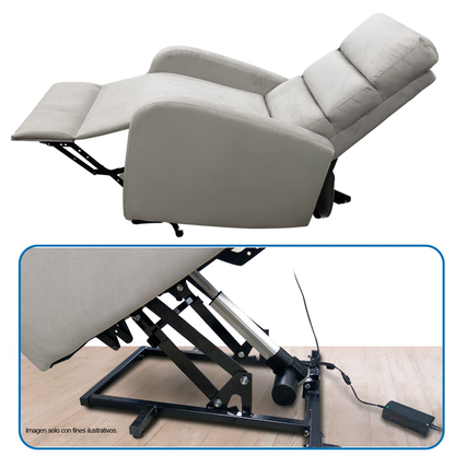 Sillón reclinable LV04232, con sistema de elevación eléctrica (power lift) en tono color gris.