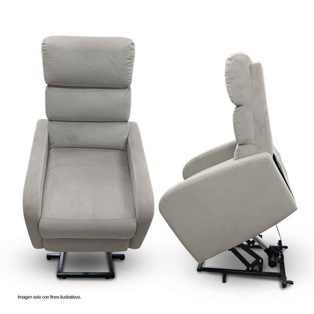 Sillón reclinable LV04232, con sistema de elevación eléctrica (power lift) en tono color gris.