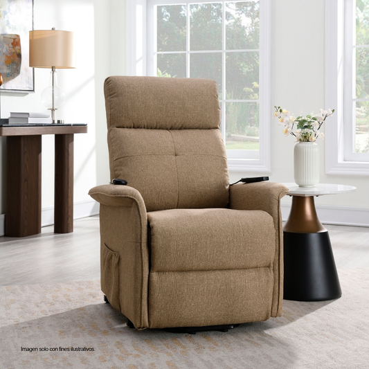 Sillón reclinable LV04233, color chocolate claro, con sistema power lift