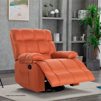 Sillón reclinable giratorio 360°, modelo LV02606, color naranja