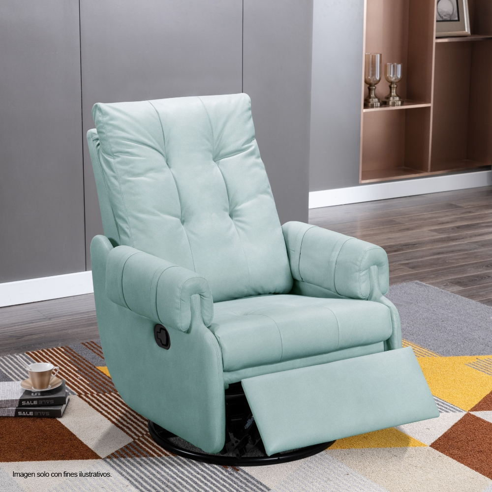 Sillón reclinable giratorio 360°, modelo LV02607, color celeste