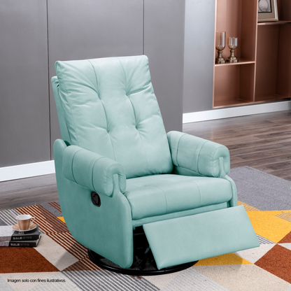 Sillón reclinable giratorio 360°, modelo LV02607, color celeste