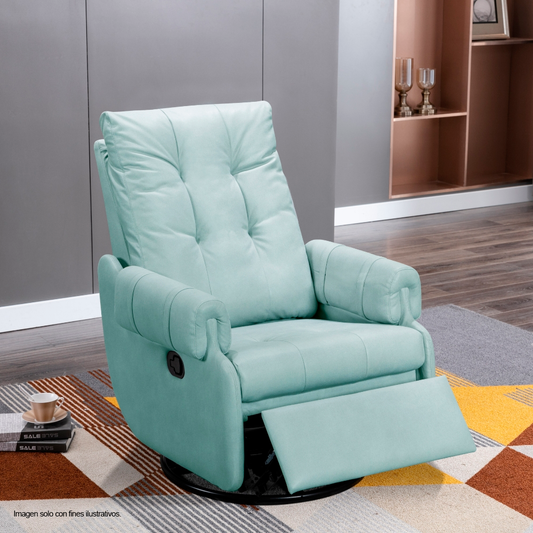 Sillón reclinable giratorio 360°, modelo LV02607, color celeste
