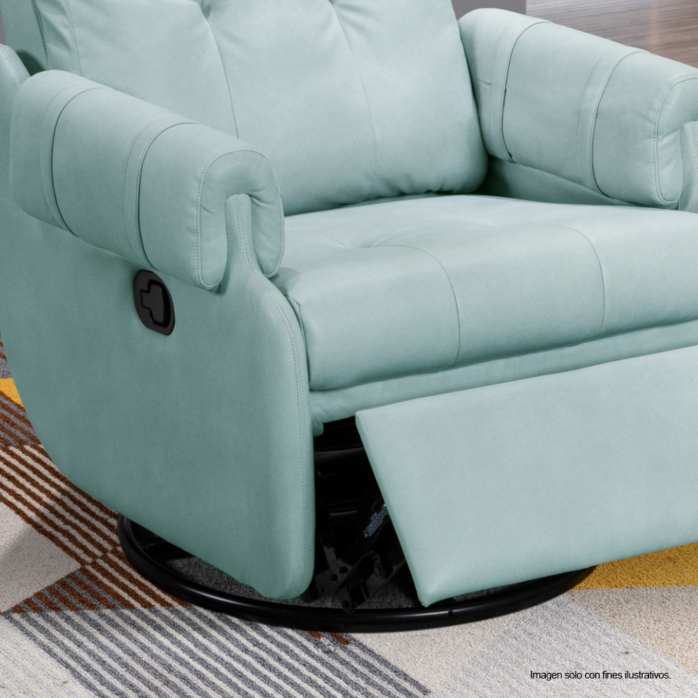 Sillón reclinable giratorio 360°, modelo LV02607, color celeste