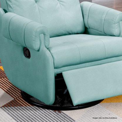 Sillón reclinable giratorio 360°, modelo LV02607, color celeste
