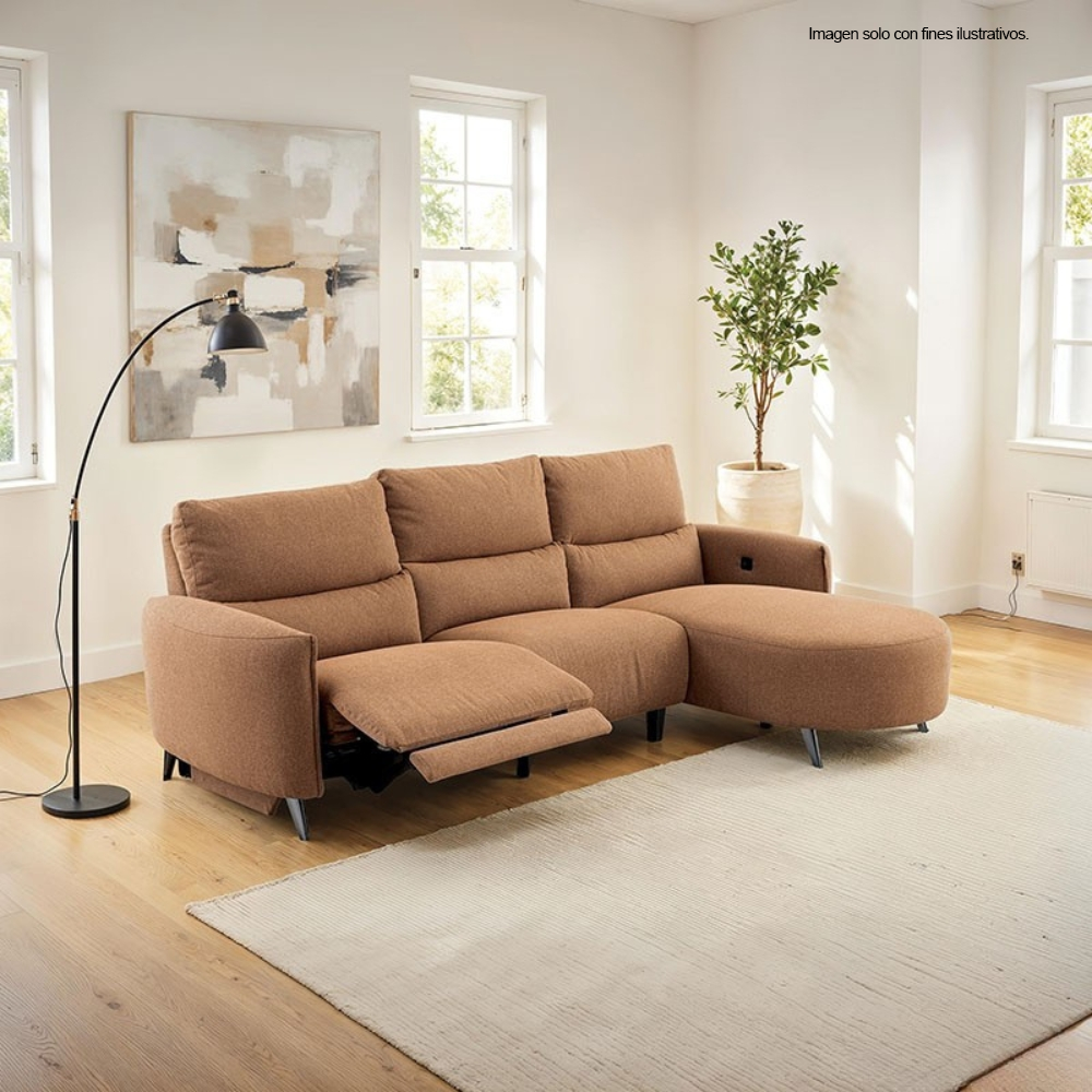 Sofá Chaise reclinable con puerto USB, CM9942BR FRIDA en color chocolate
