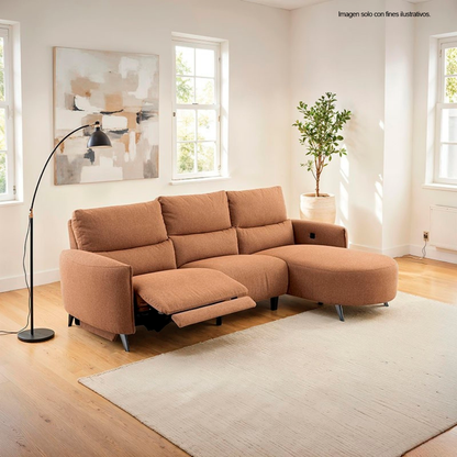 Sofá Chaise reclinable con puerto USB, CM9942BR FRIDA en color chocolate