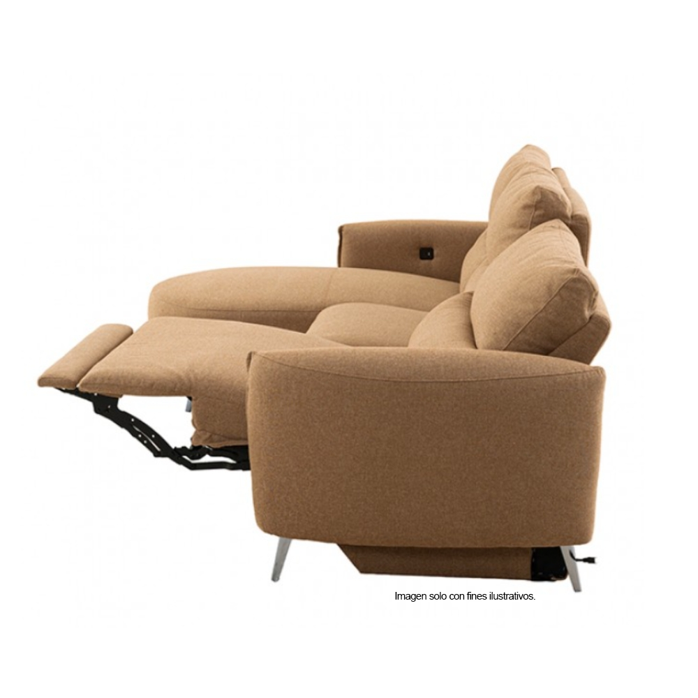Sofá Chaise reclinable con puerto USB, CM9942BR FRIDA en color chocolate