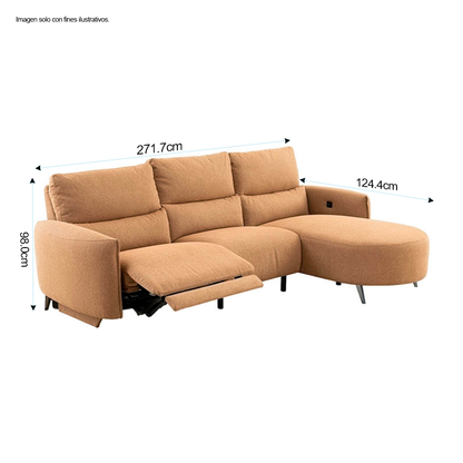 Sofá Chaise reclinable con puerto USB, CM9942BR FRIDA en color chocolate