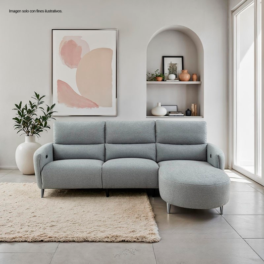 Sofá Chaise reclinable con puerto USB, CM9942GY FRIDA en color gris.