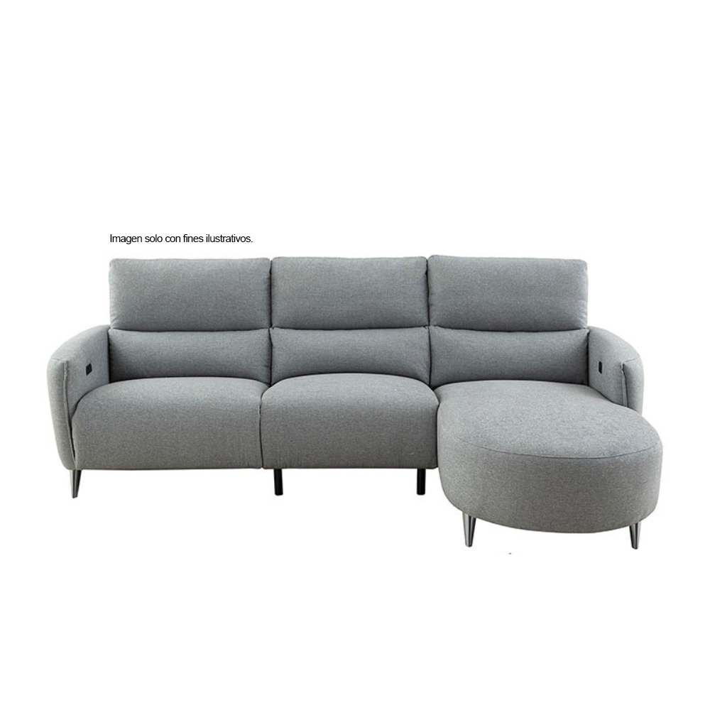 Sofá Chaise reclinable con puerto USB, CM9942GY FRIDA en color gris.