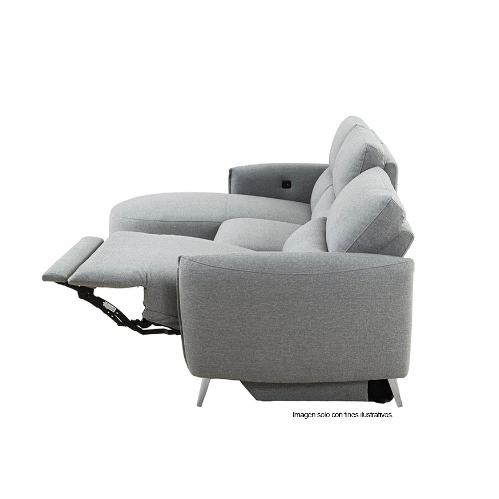 Sofá Chaise reclinable con puerto USB, CM9942GY FRIDA en color gris.