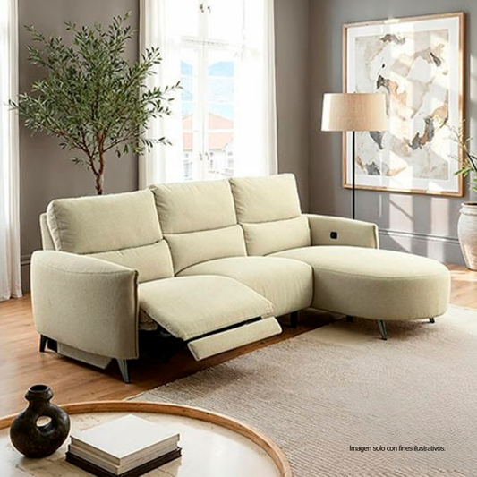 Sofá Chaise reclinable con puerto USB, CM9942LB FRIDA en color beige
