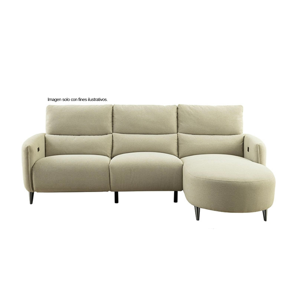 Sofá Chaise reclinable con puerto USB, CM9942LB FRIDA en color beige