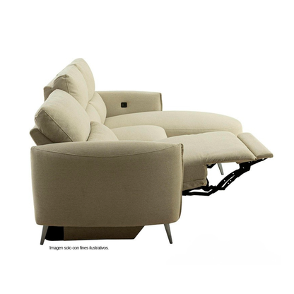 Sofá Chaise reclinable con puerto USB, CM9942LB FRIDA en color beige