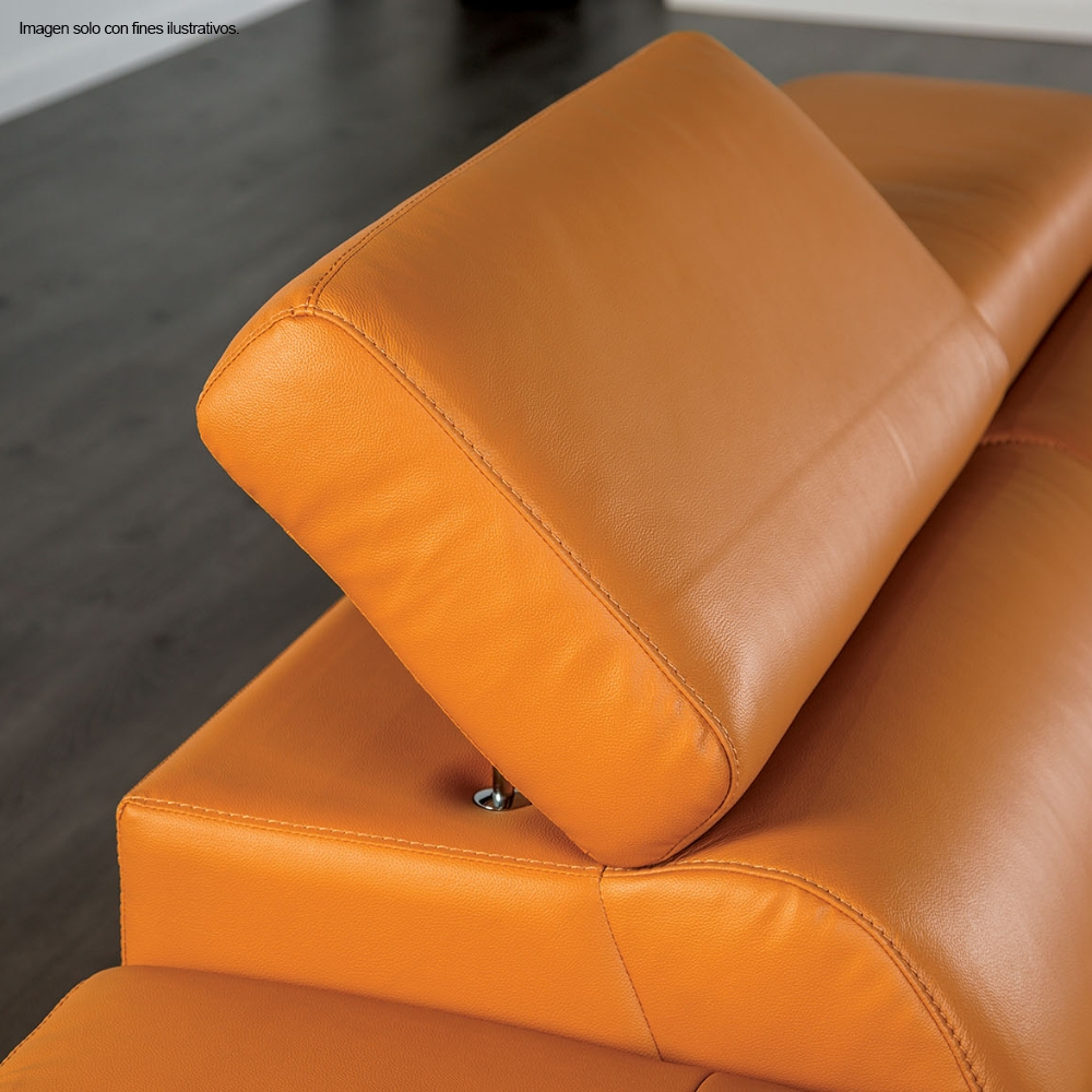 Sofá Chaise modelo Brisa FM69005LB-LCE/RLV, color naranja 100% cuero. Chaise lado derecho
